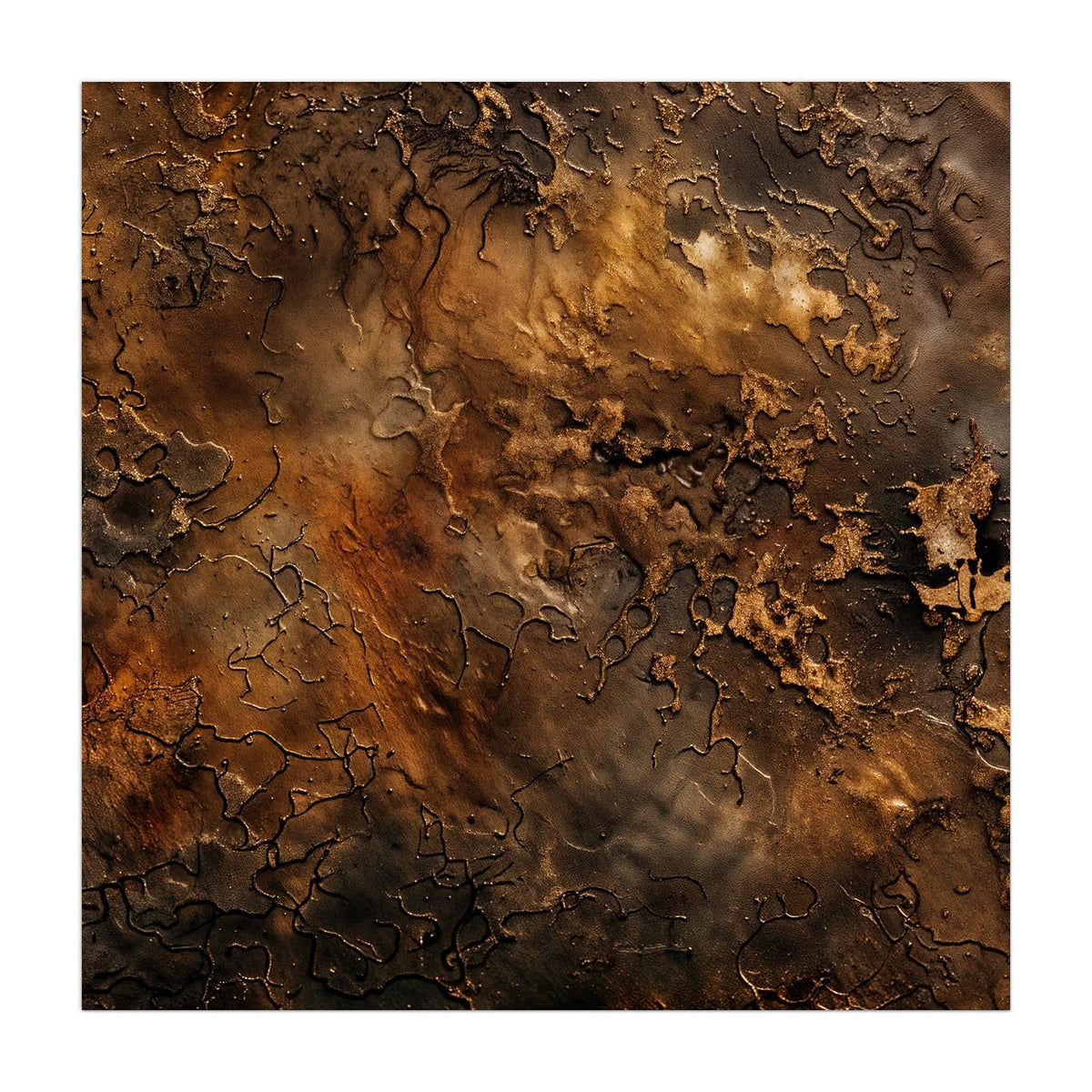 Küchenrückwand aus Glas Dunkle Bronzepatina im quadratischen Format, Motiv bildfüllend von vorn
