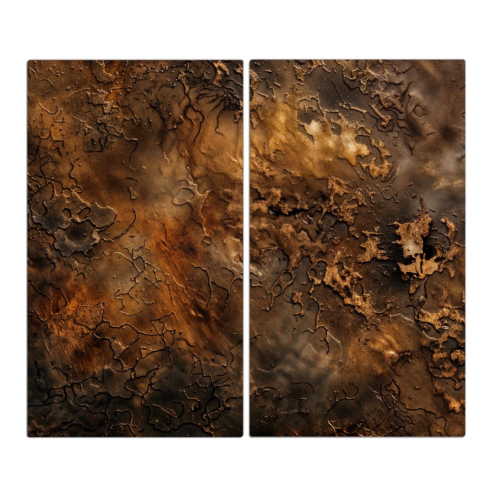 2-teilige Herdabdeckplatte mit Abstrakte Erde-Motiv in der Frontansicht #grösse_2-Teilig (60x52cm)