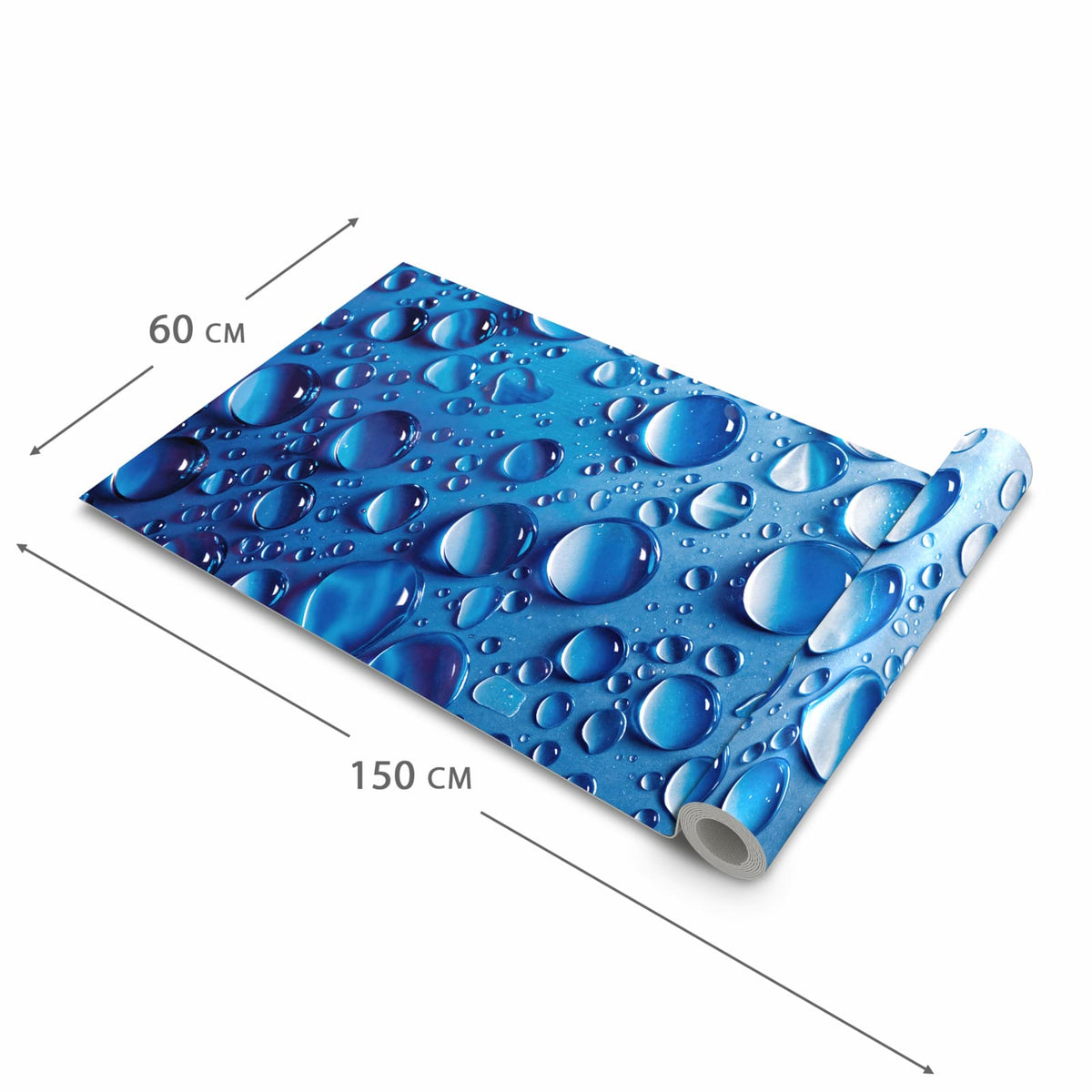 Bodenschonender Küchenteppich mit Motiv Wassertropfen in der Größe 60x90 cm