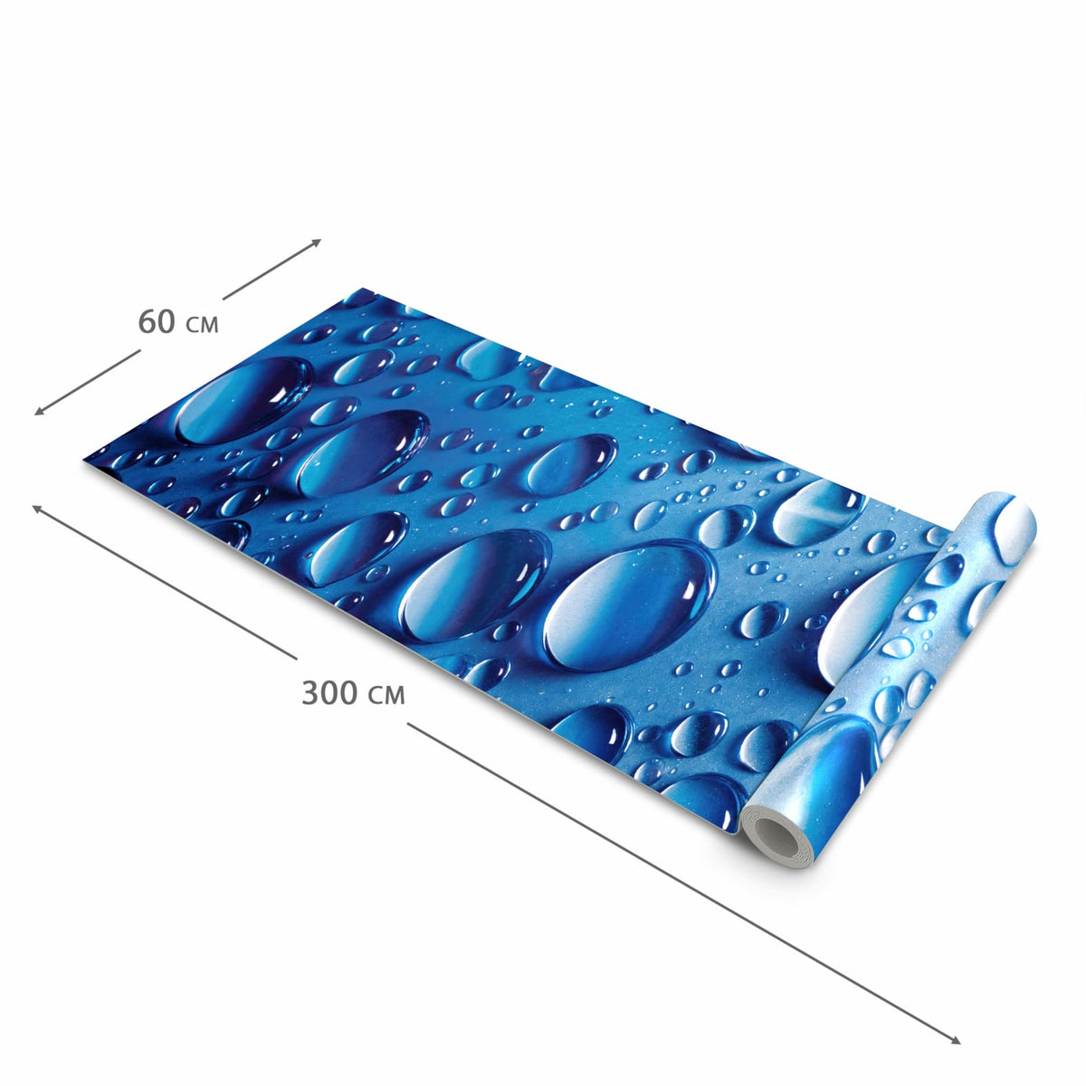 Formstabiler Küchenteppich mit Motiv Wassertropfen in der Grösse 60x90 cm