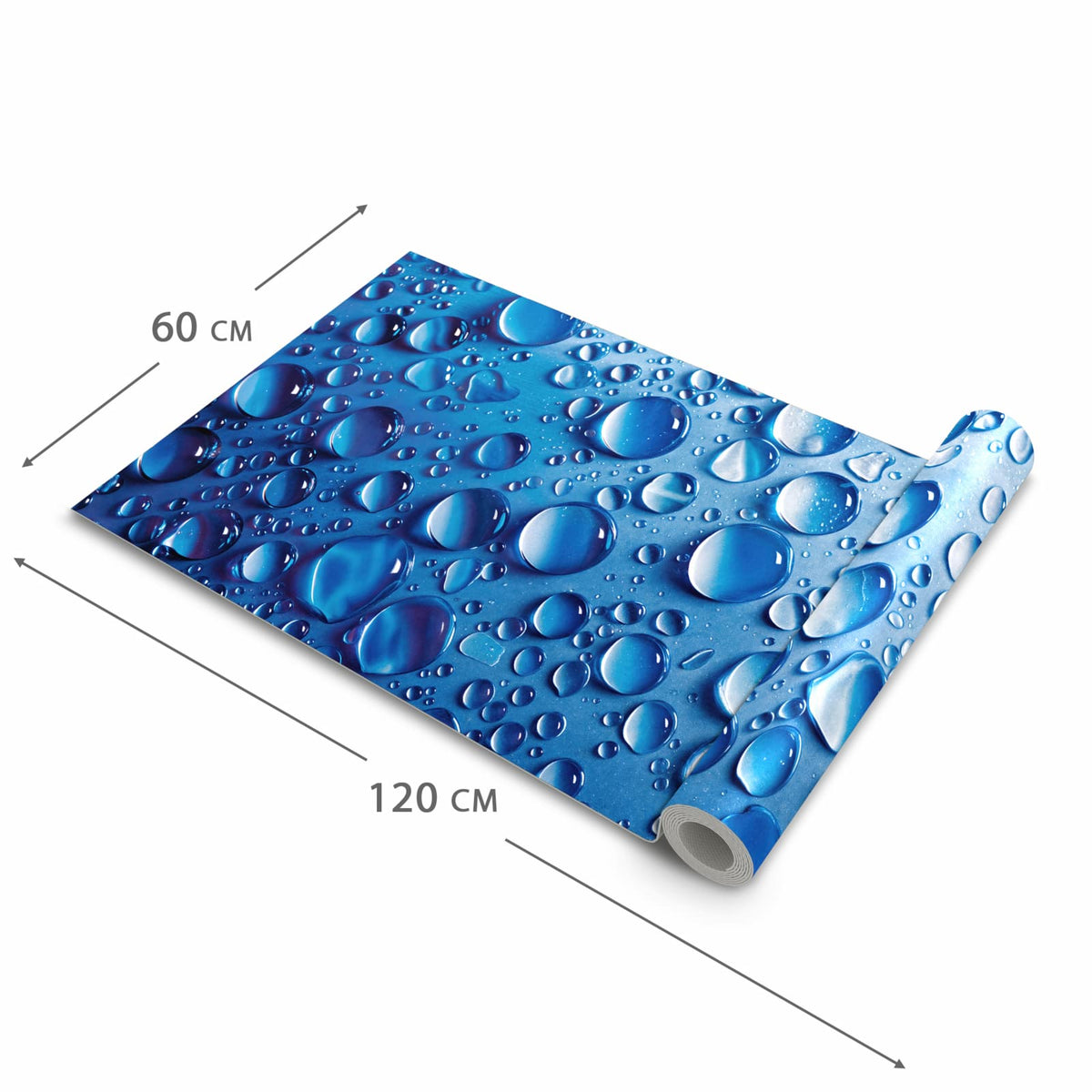 Feuchtigkeitsresistenter Küchenteppich mit Motiv Wassertropfen in der Grösse 60x90 cm