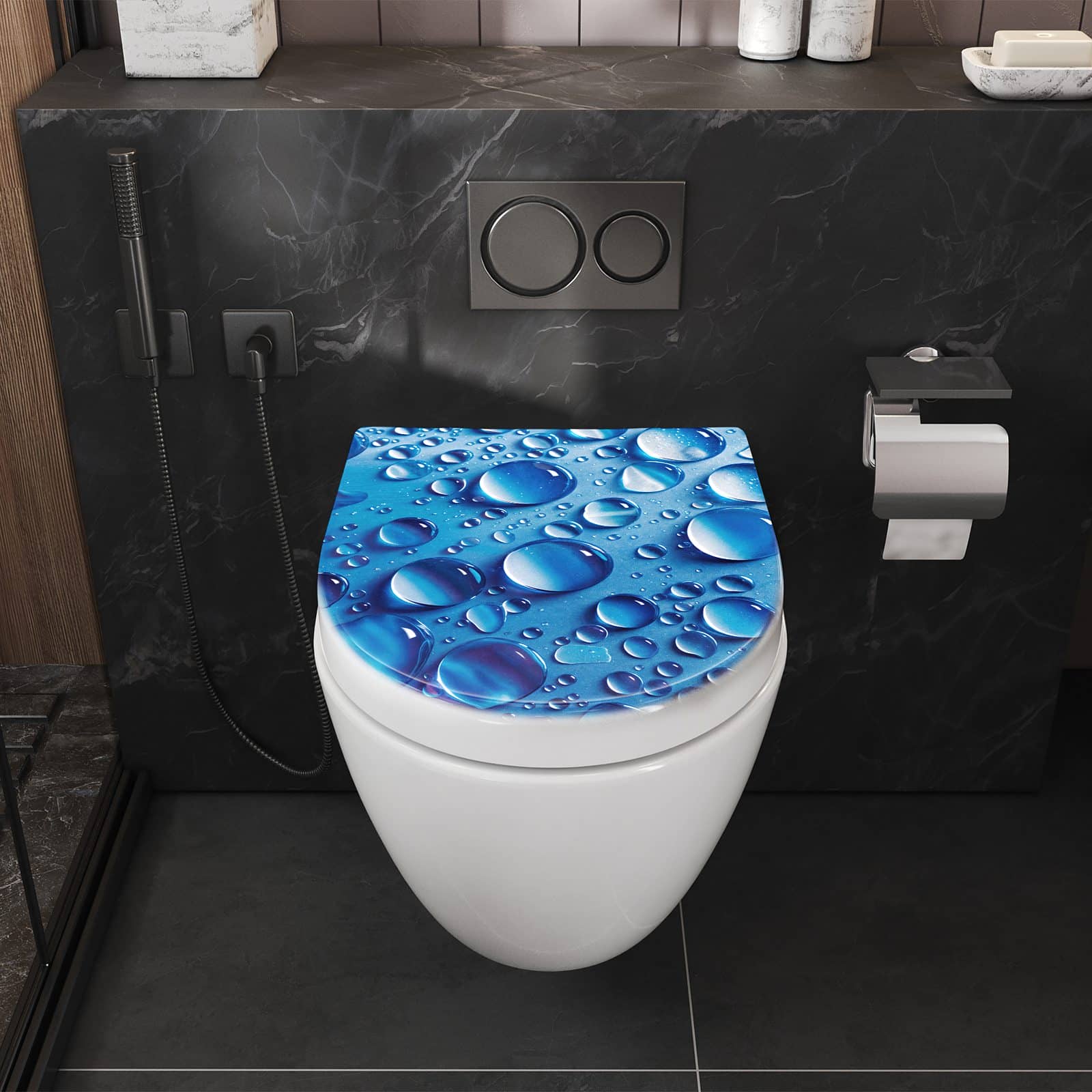 WC-Sitz mit Absenkautomatik Wassertropfen