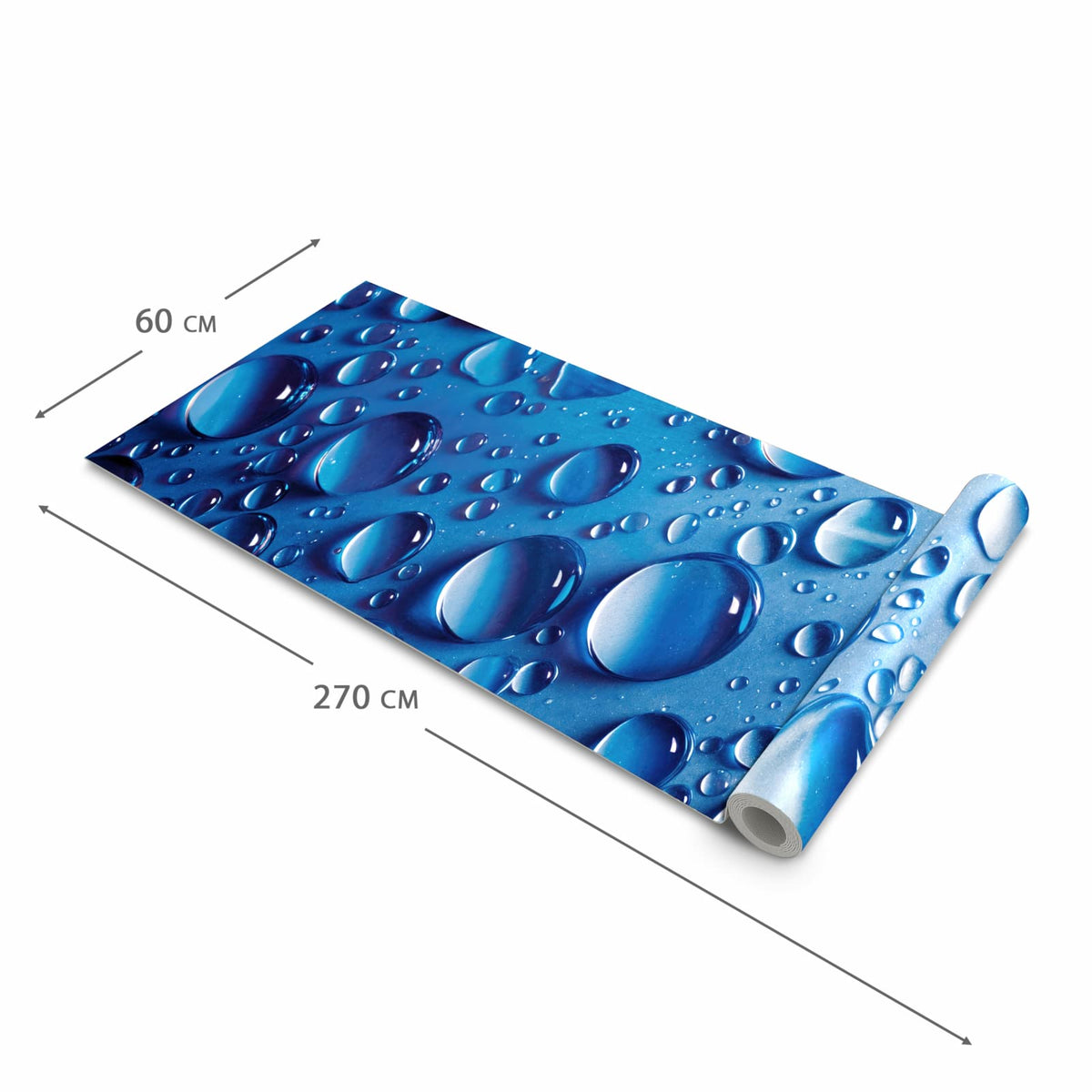 Farbbeständiger Teppich für die Küche mit Motiv Wassertropfen in der Grösse 60x90 cm