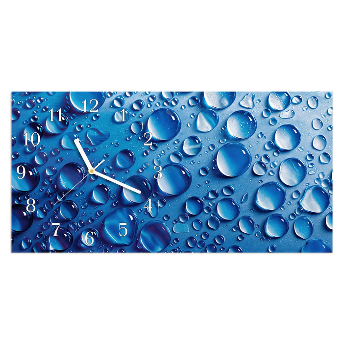 Wanduhr Wassertropfen aus Glas – Querformat 60 × 30 cm mit Ziffernblatt Klassisch