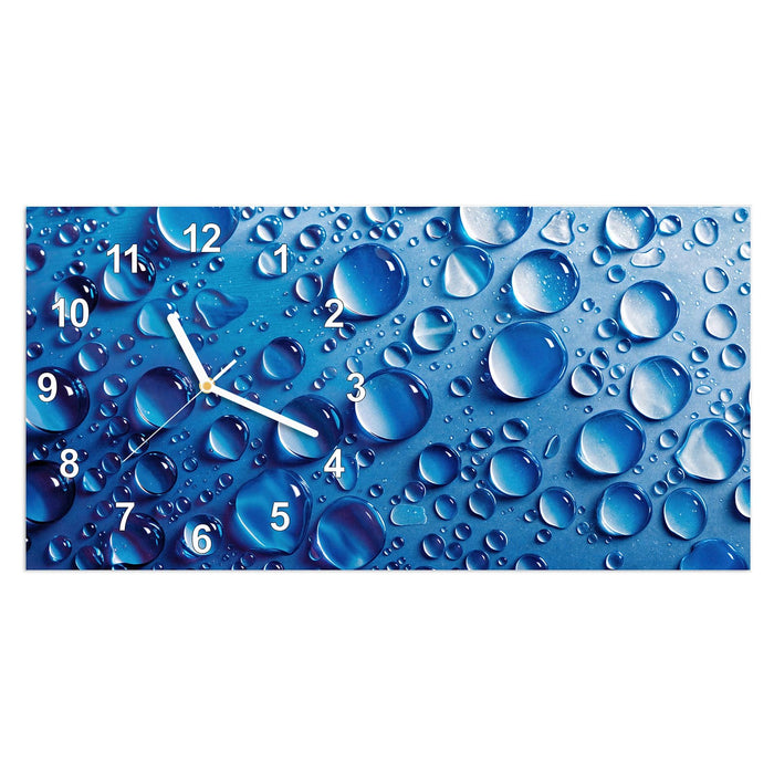 Wanduhr Wassertropfen aus Glas – Querformat 60 × 30 cm mit Ziffernblatt Modern