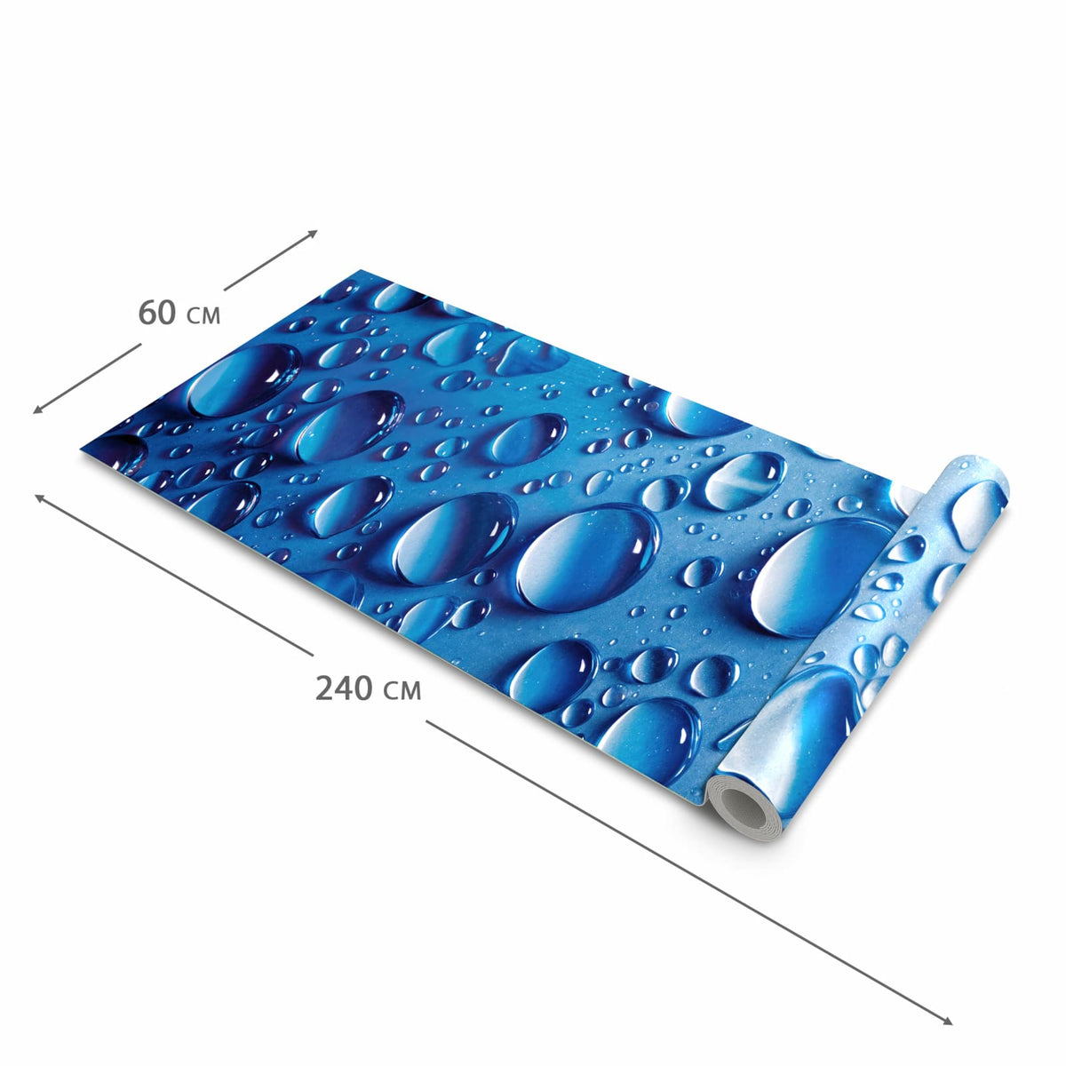 Bodenschonender Küchenteppich mit Motiv Wassertropfen in der Grösse 60x90 cm