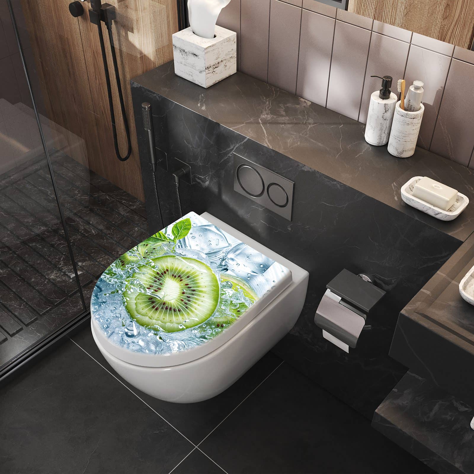 WC-Sitz mit Absenkautomatik Frische Kiwi Splashes