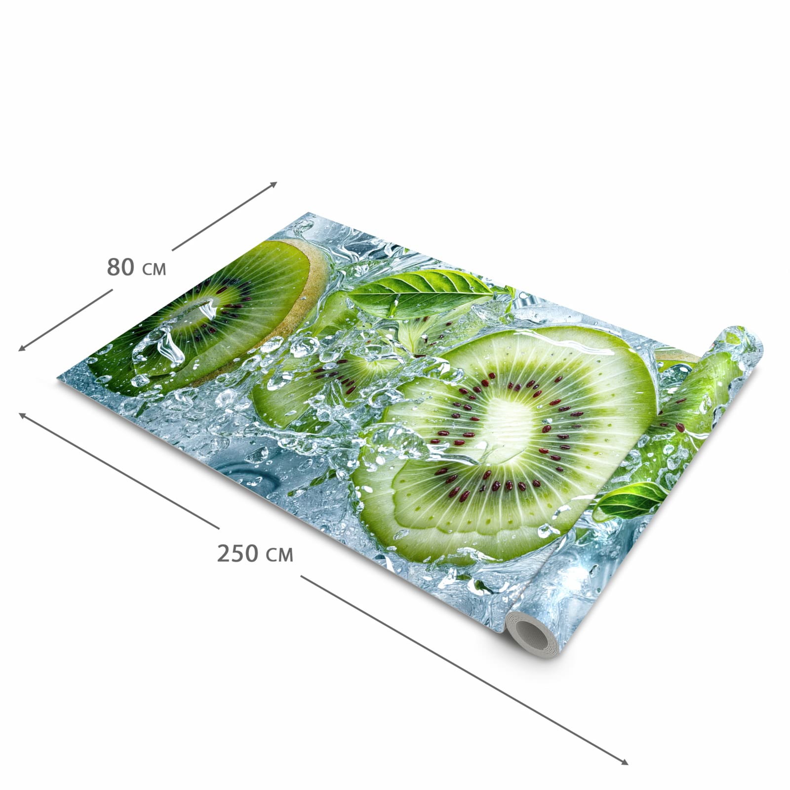 Komfortabler Bodenläufer mit Motiv Frische Kiwi Splashes in der Grösse 90x240 cm