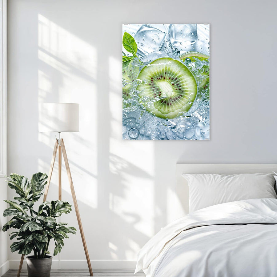 Maße Wandbild - Kiwischeiben im Wasser - Hochformat