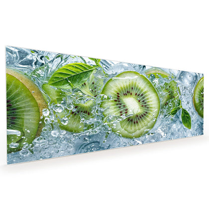 Küchenrückwand mit dem Motiv Kiwischeiben im Wasser