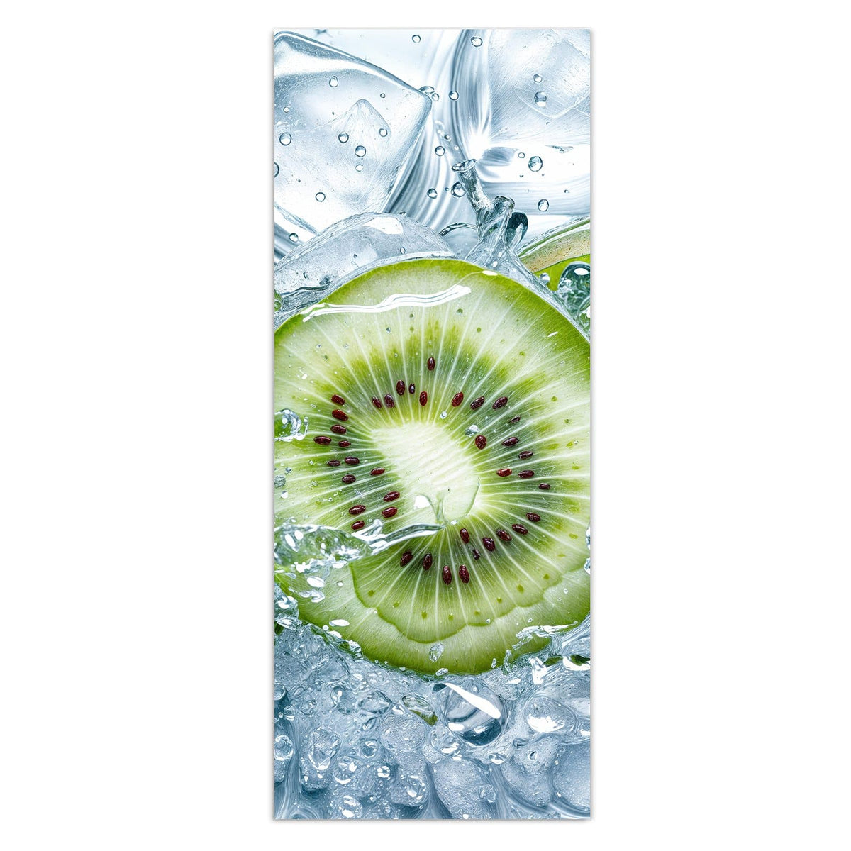 Wandbild - Kiwischeiben im Wasser - Hochformat – Kiwischeiben im Wasserspritzer