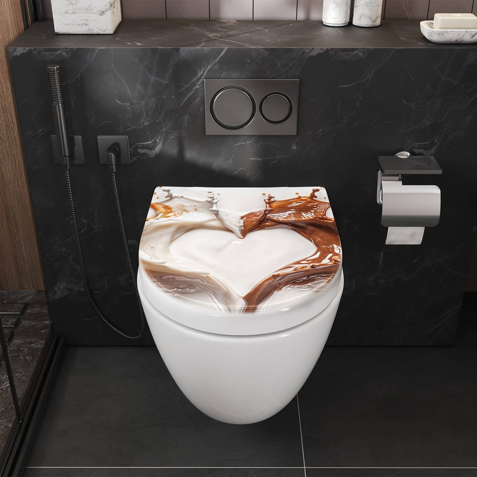 WC-Sitz mit Absenkautomatik Herzmuster Streifen