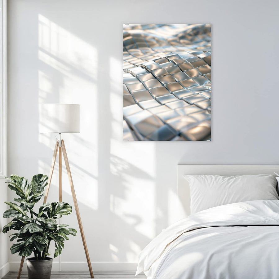 Maße Wandbild - Welle aus Metallfliesen - Hochformat