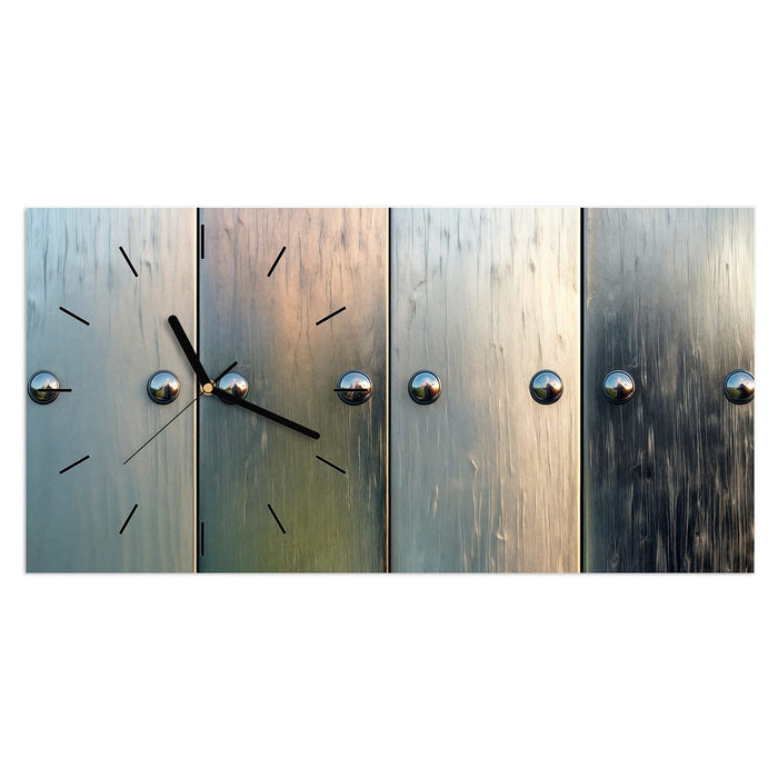 Wanduhr Metallene Paneele aus Glas – Querformat 60 × 30 cm mit Ziffernblatt Linie