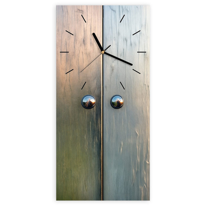 Wanduhr Metallene Paneele aus Glas – Hochformat 30 × 60 cm mit Ziffernblatt Linie