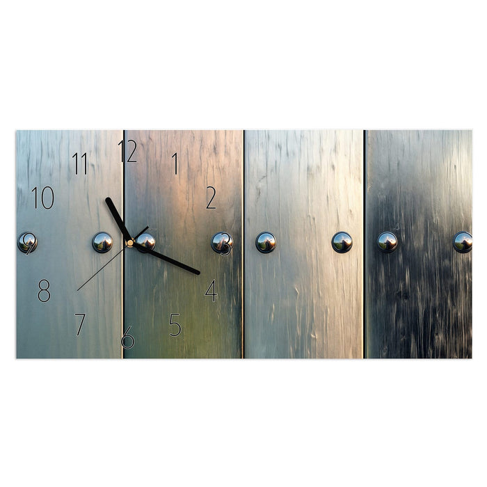 Wanduhr Metallene Paneele aus Glas – Querformat 60 × 30 cm mit Ziffernblatt Elegant