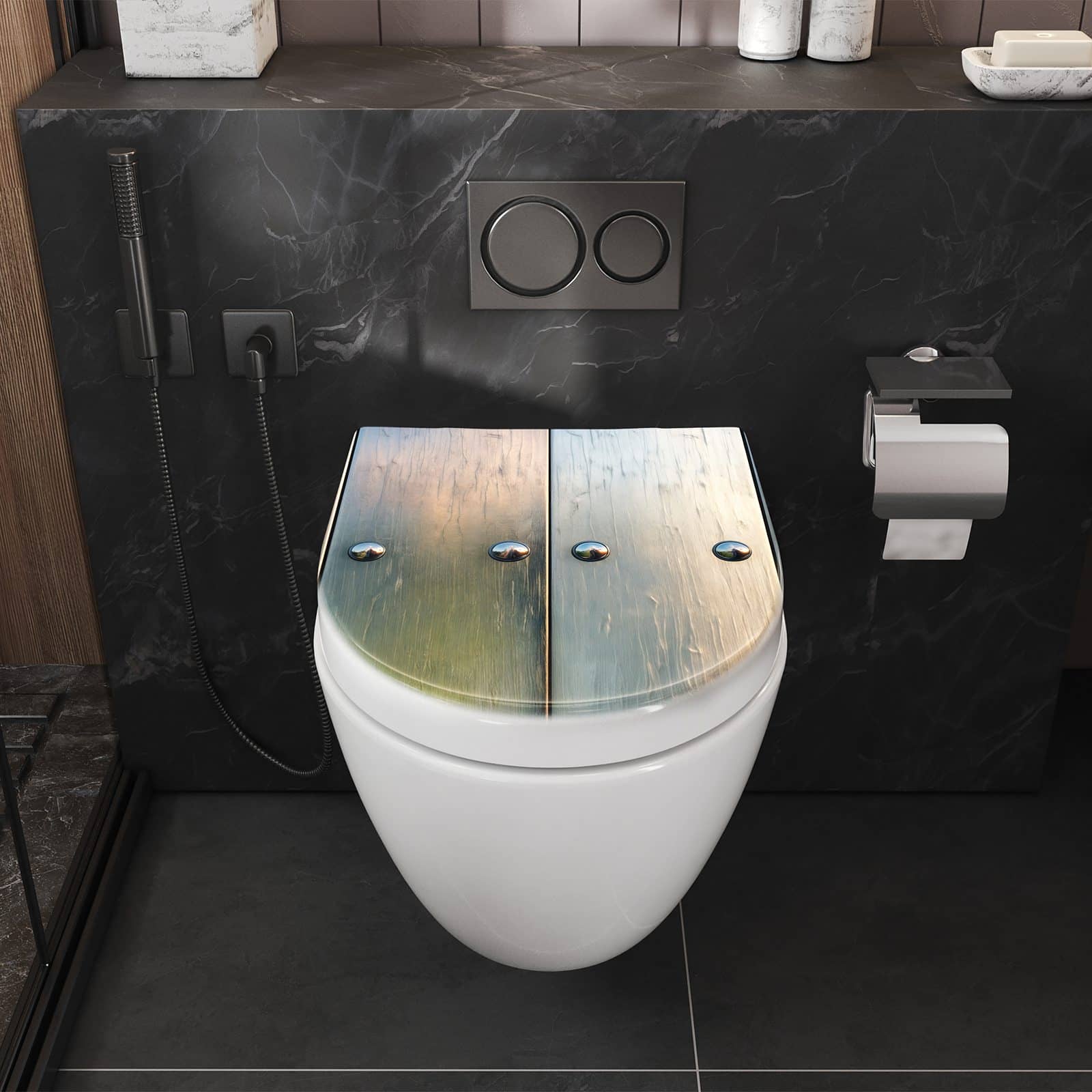 WC-Sitz mit Absenkautomatik Metallene Paneele