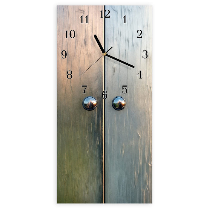 Wanduhr Metallene Paneele aus Glas – Hochformat 30 × 60 cm mit Ziffernblatt Klassisch