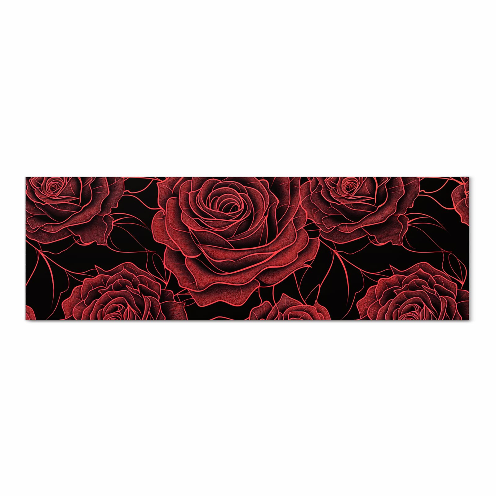 Geruchsneutraler waschbarer Küchenteppich mit Motiv Rosenmuster Schwarz in Frontansicht