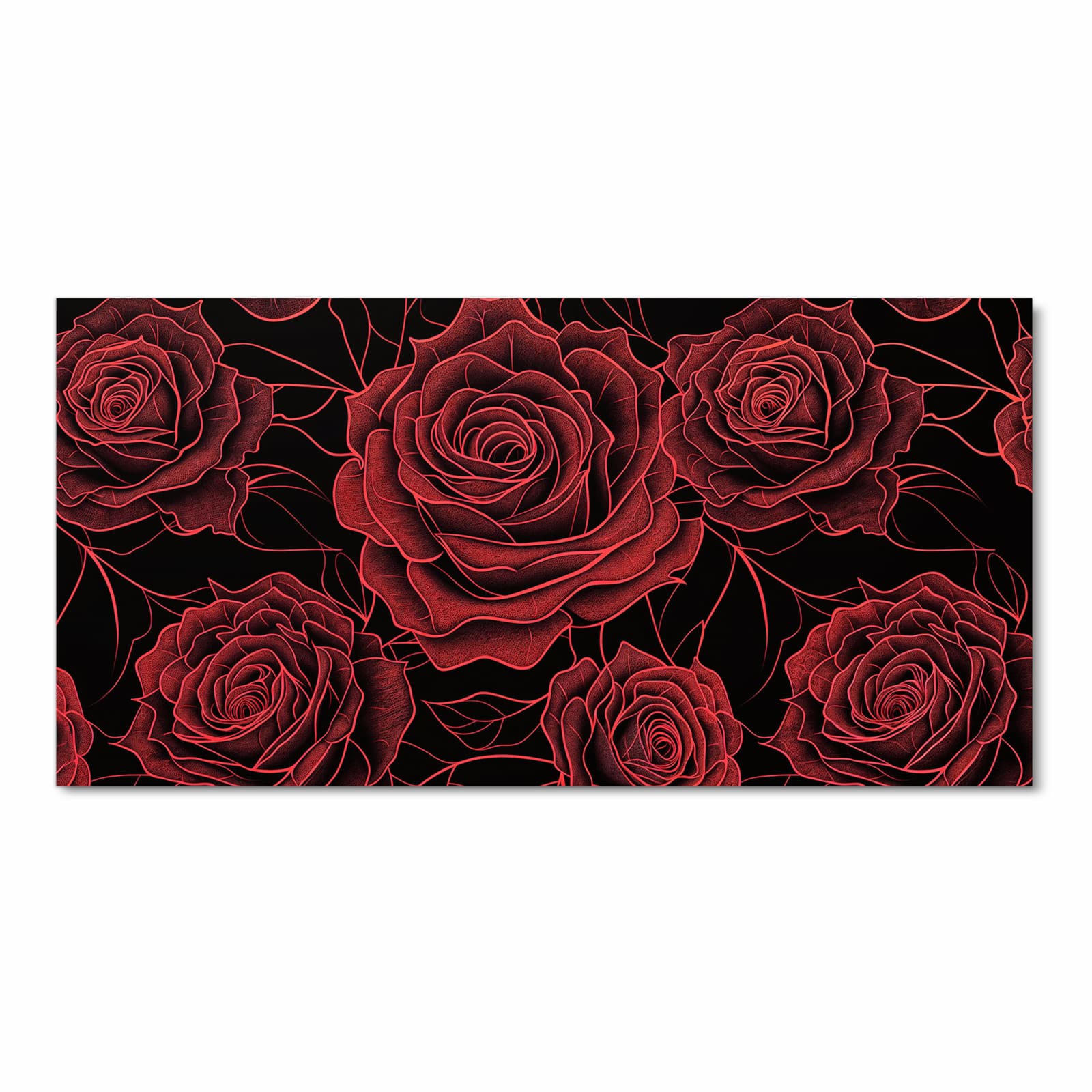 Geräuschdämpfender Bodenläufer mit Motiv Rosenmuster Schwarz in Frontansicht