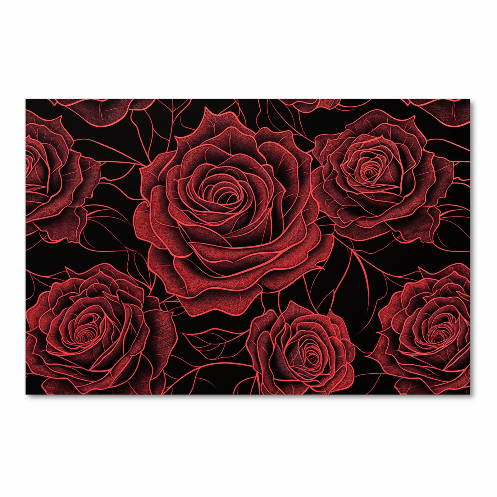 Schmutzabweisender Küchenteppich mit Motiv Rosenmuster Schwarz in Frontansicht