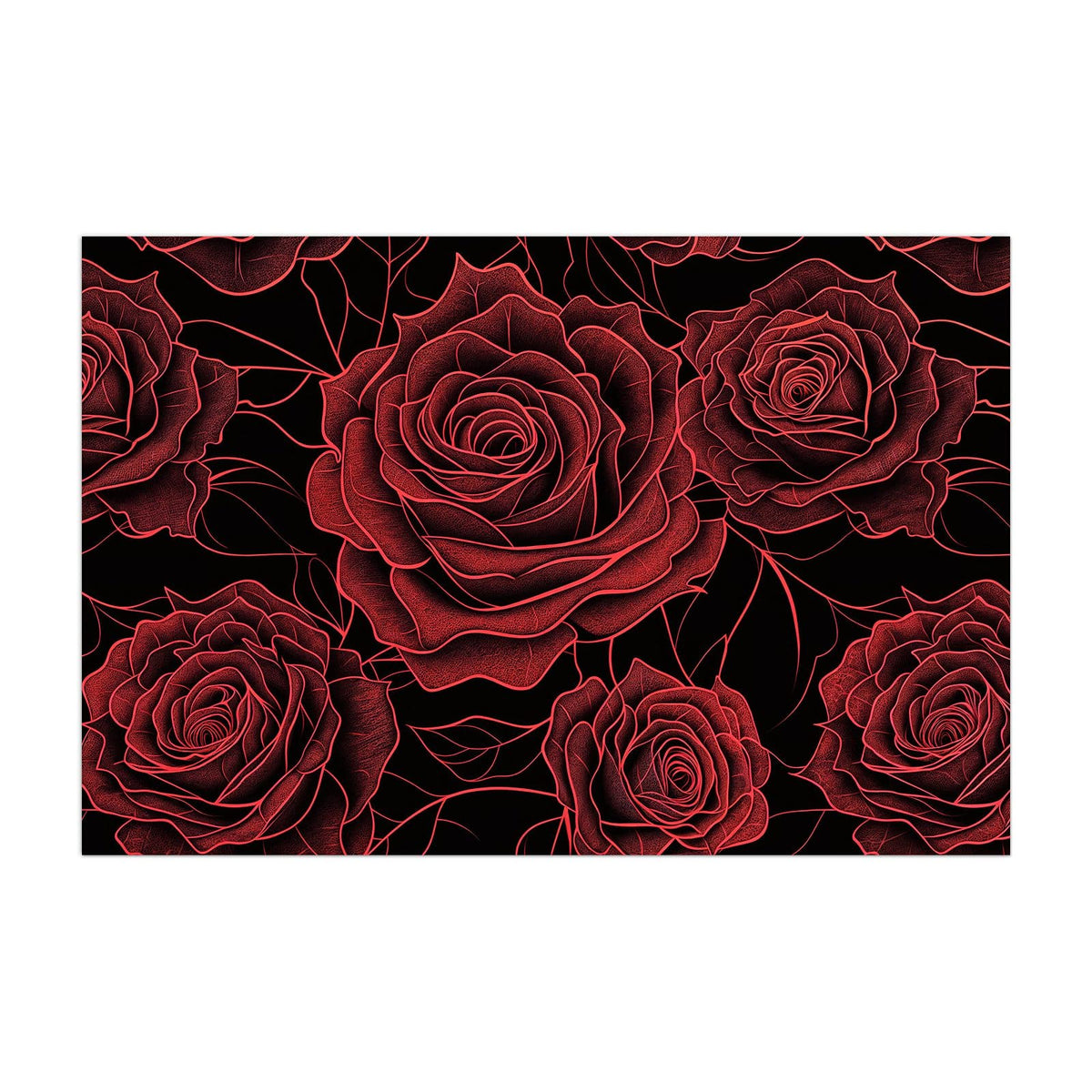 Küchenrückwand aus Glas Rosenmuster in Rot im Hochformat, Motiv bildfüllend von vorn