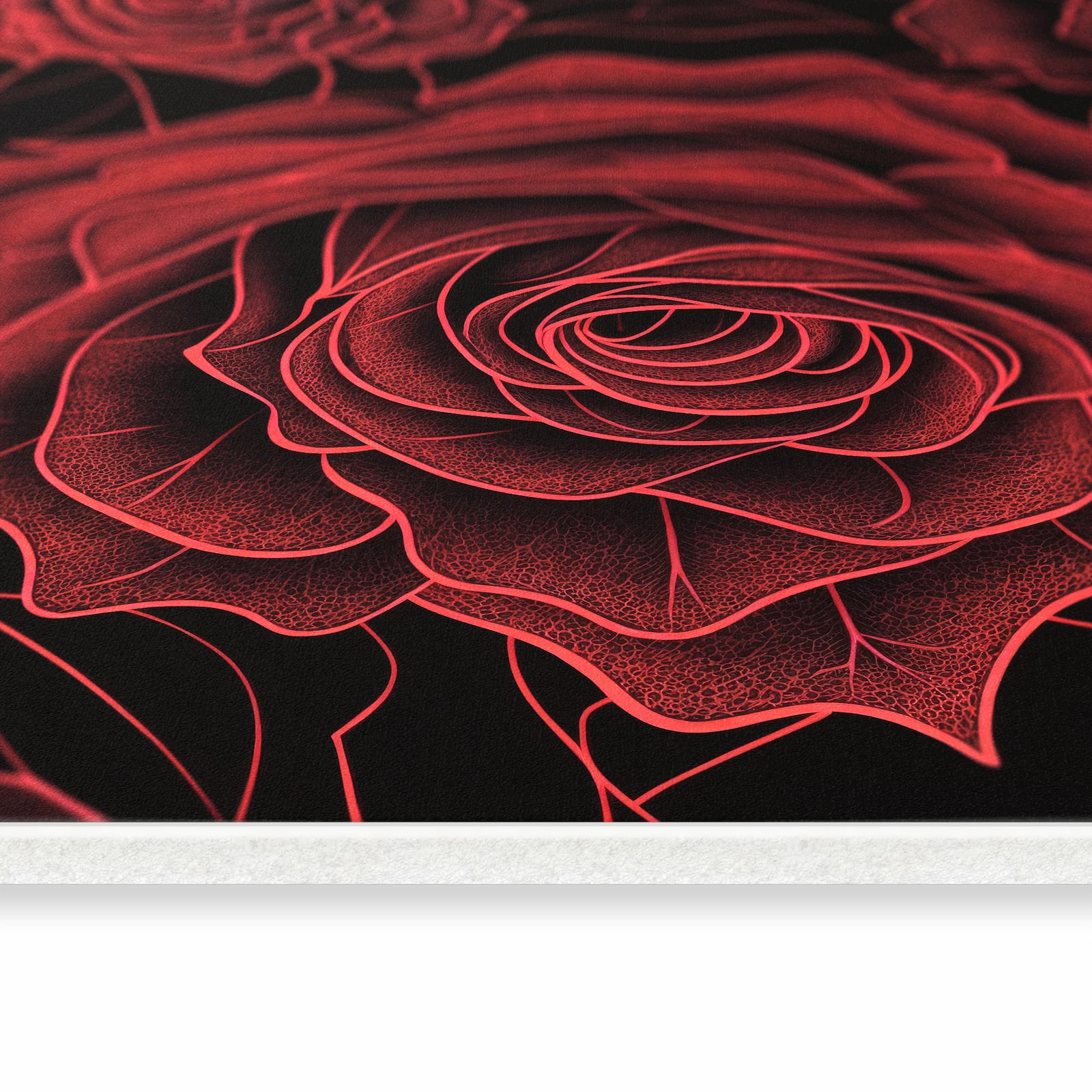 Langlebiger Läufer für die Küche mit Motiv Rosenmuster Schwarz in seitlicher Ansicht