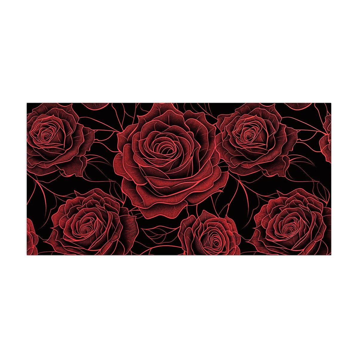 Küchenrückwand aus Glas Rosenmuster in Rot im Hochformat, Motiv bildfüllend von vorn