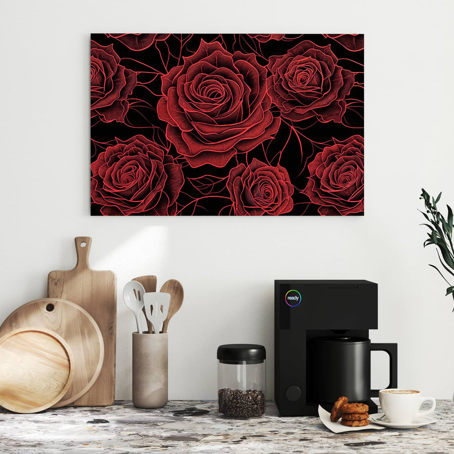 Maße Metall Magnettafel - Rosenmuster in Rot