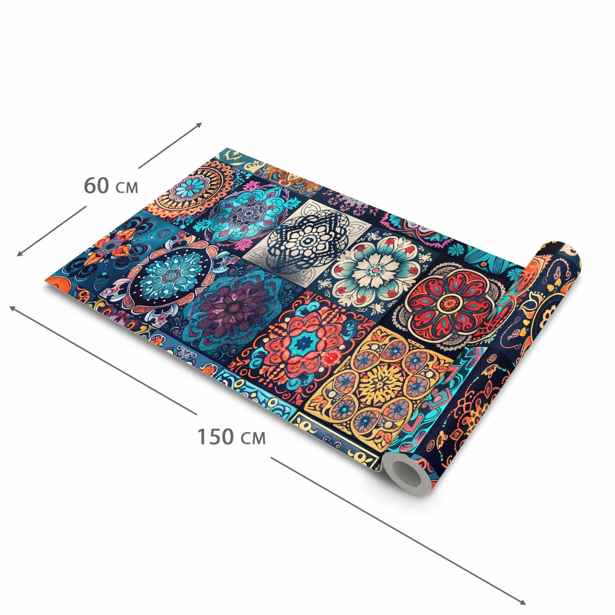 Küchenteppich mit Motiv Mandala Mosaik Teppich in der Grösse 80x300 cm für sichere Aufbewahrung