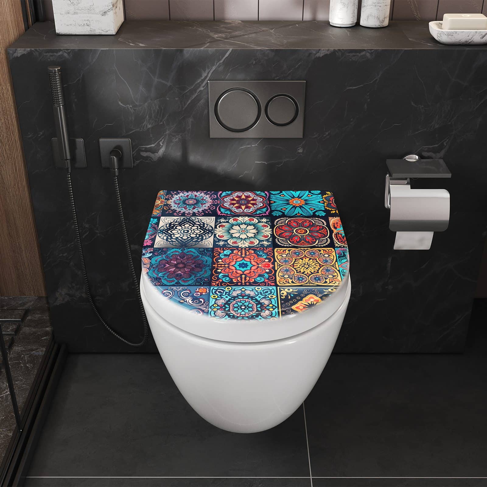 WC-Sitz mit Absenkautomatik Mandala Mosaik Teppich