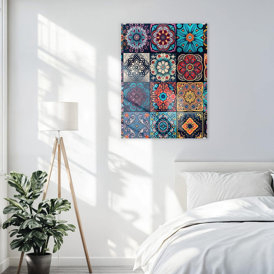 Maße Wandbild - Kacheln mit Mandalas - Hochformat