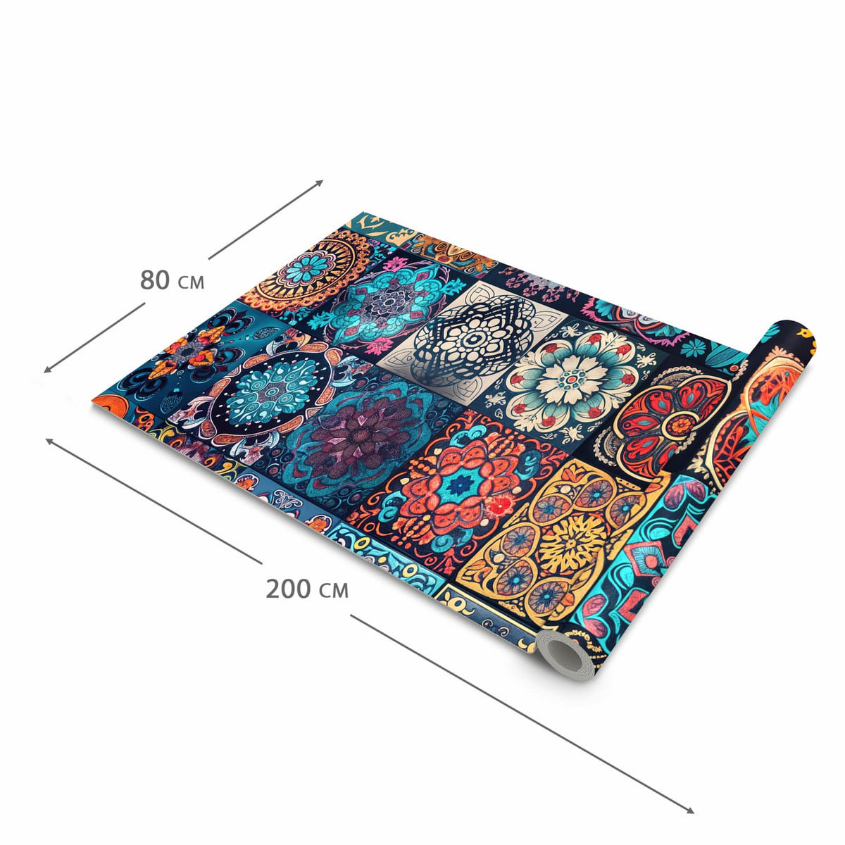 Wasserabweisender Teppichläufer für die Küche mit Motiv Mandala Mosaik Teppich in der Grösse 80x300 cm