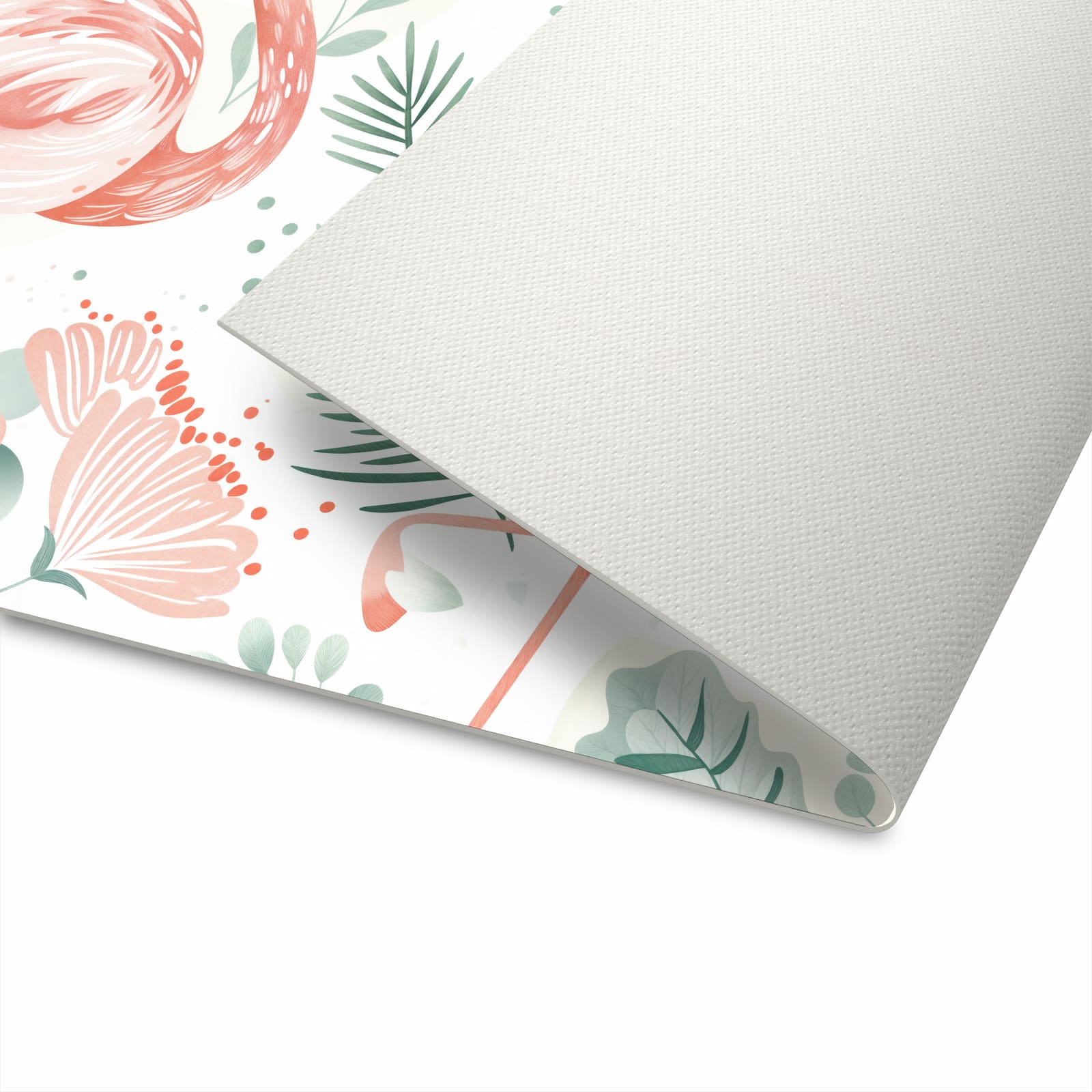 Wasserabweisender Küchenläufer mit Motiv Flamingo Blätter in der Unterseite
