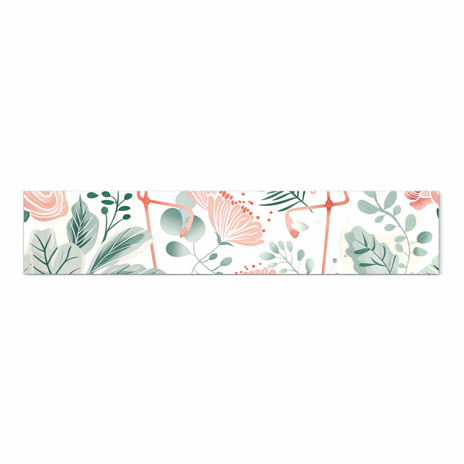 Komfortabler Küchenläufer mit Motiv Flamingo Blätter in Frontansicht