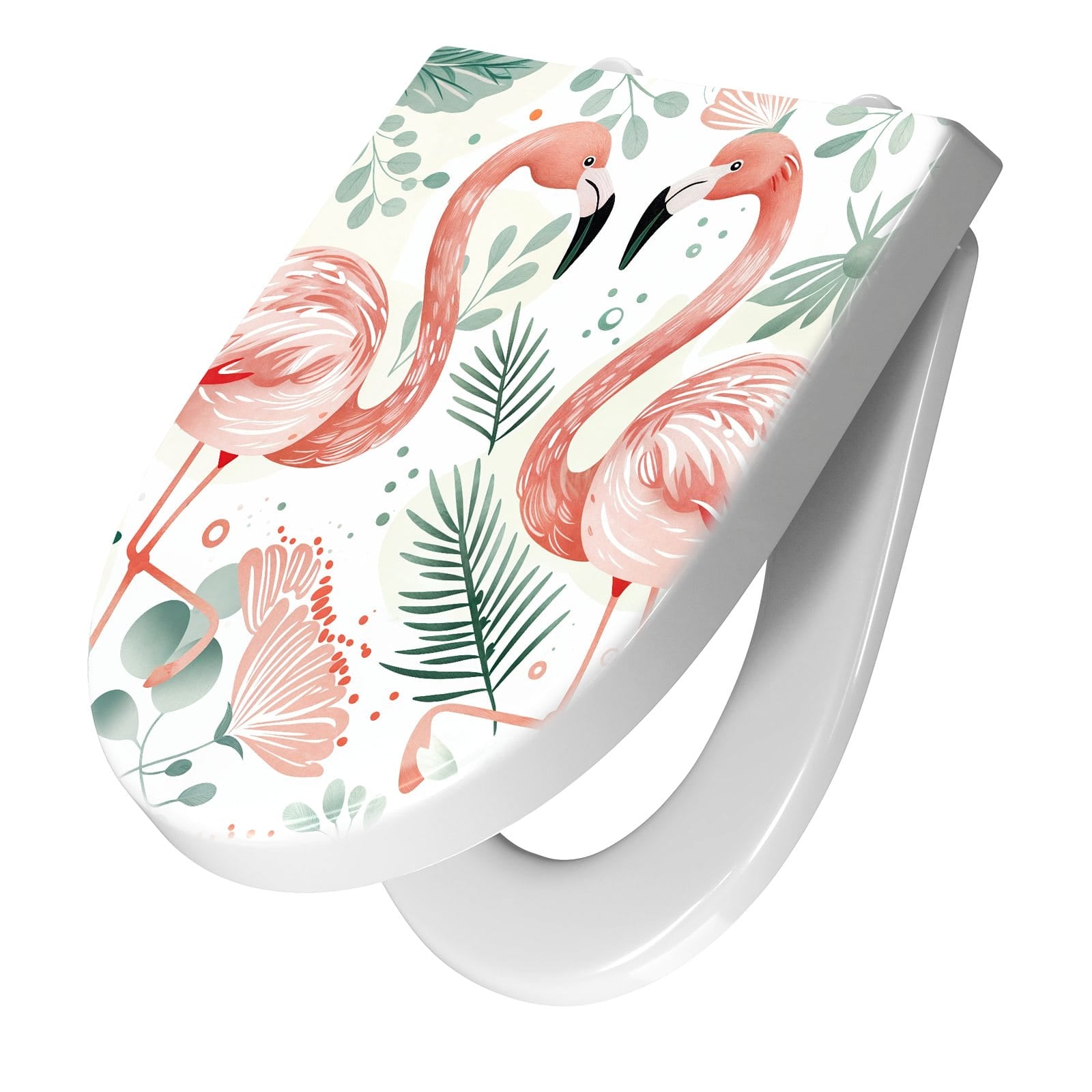 WC-Sitz mit Absenkautomatik Flamingo Blätter