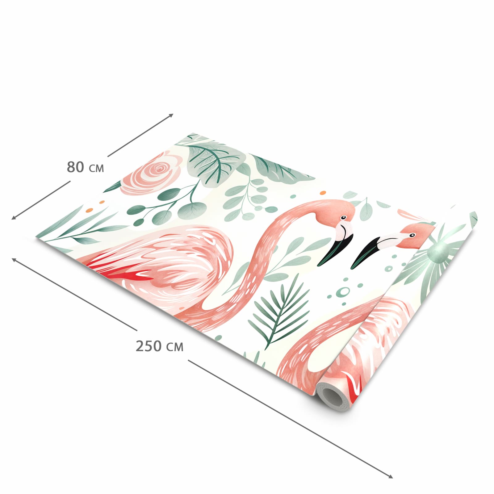 Feuchtigkeitsresistenter Teppich für die Küche mit Motiv Flamingo Blätter in der Grösse 80x280 cm