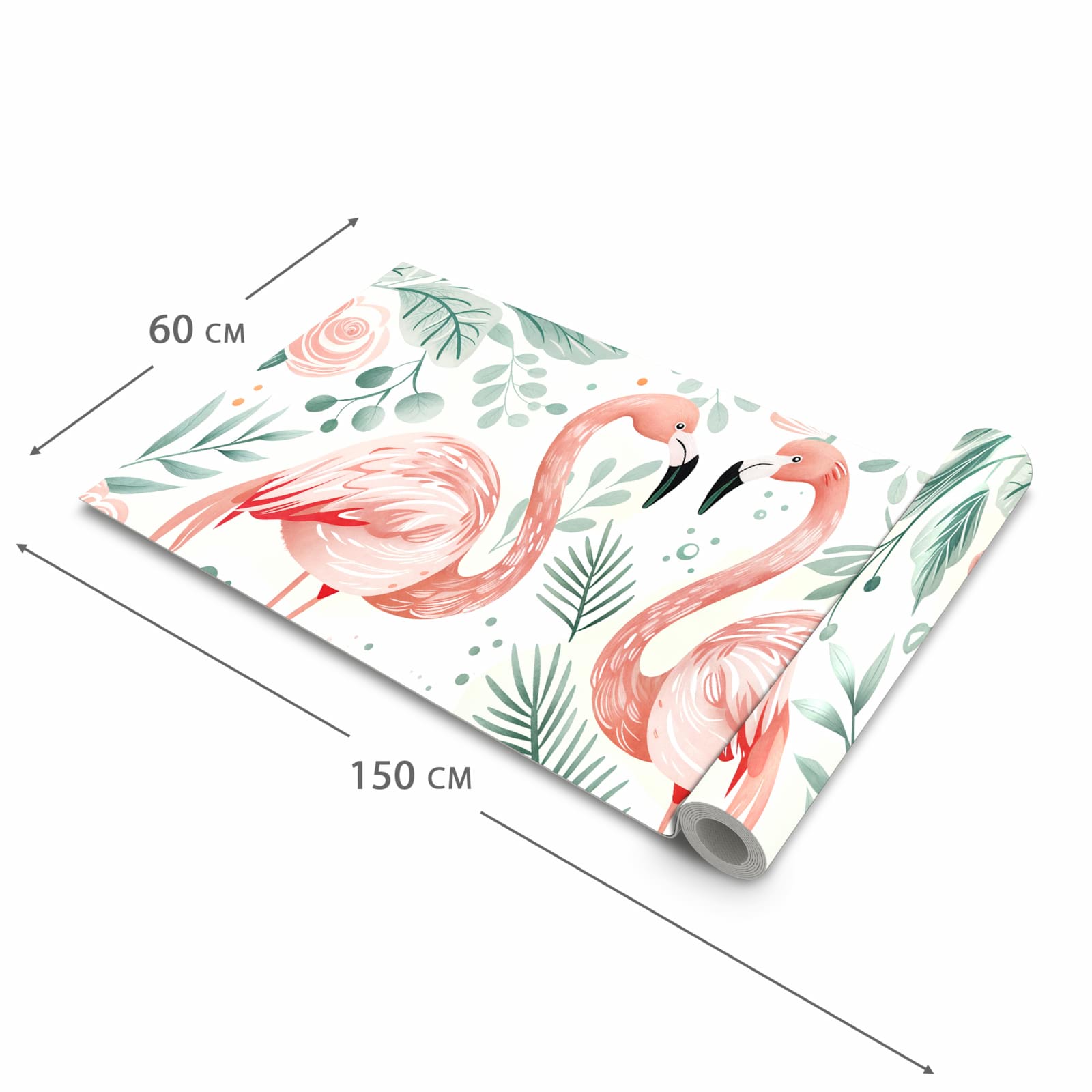 Pflegeleichter moderner Küchenläufer mit Motiv Flamingo Blätter in der Grösse 80x280 cm