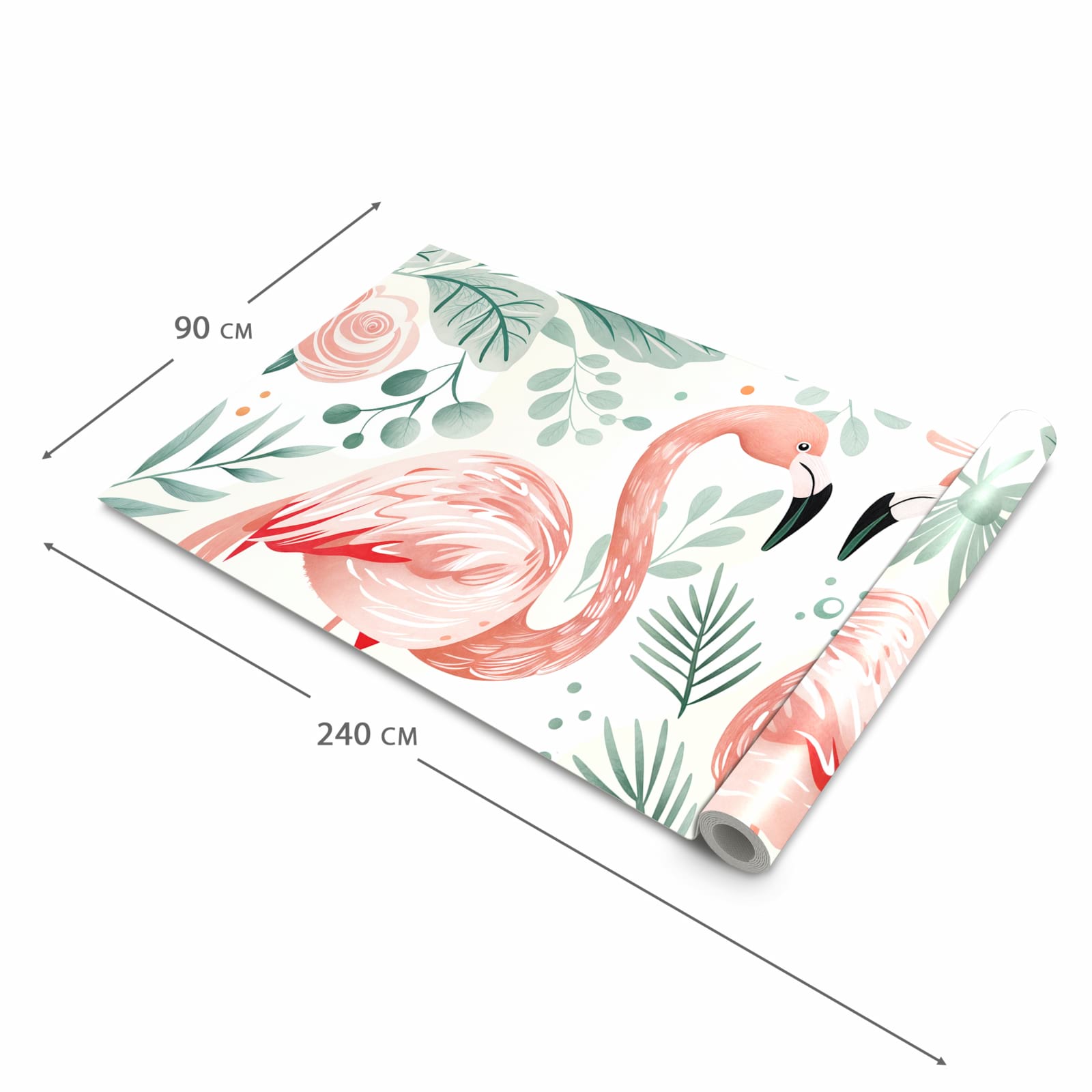 Farbbeständiger Läufer für die Küche mit Motiv Flamingo Blätter in der Grösse 80x280 cm