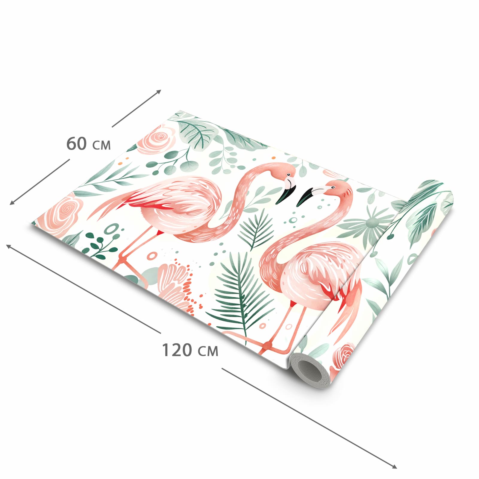 Waschbarer rutschfester Küchenläufer mit Motiv Flamingo Blätter in der Grösse 80x280 cm