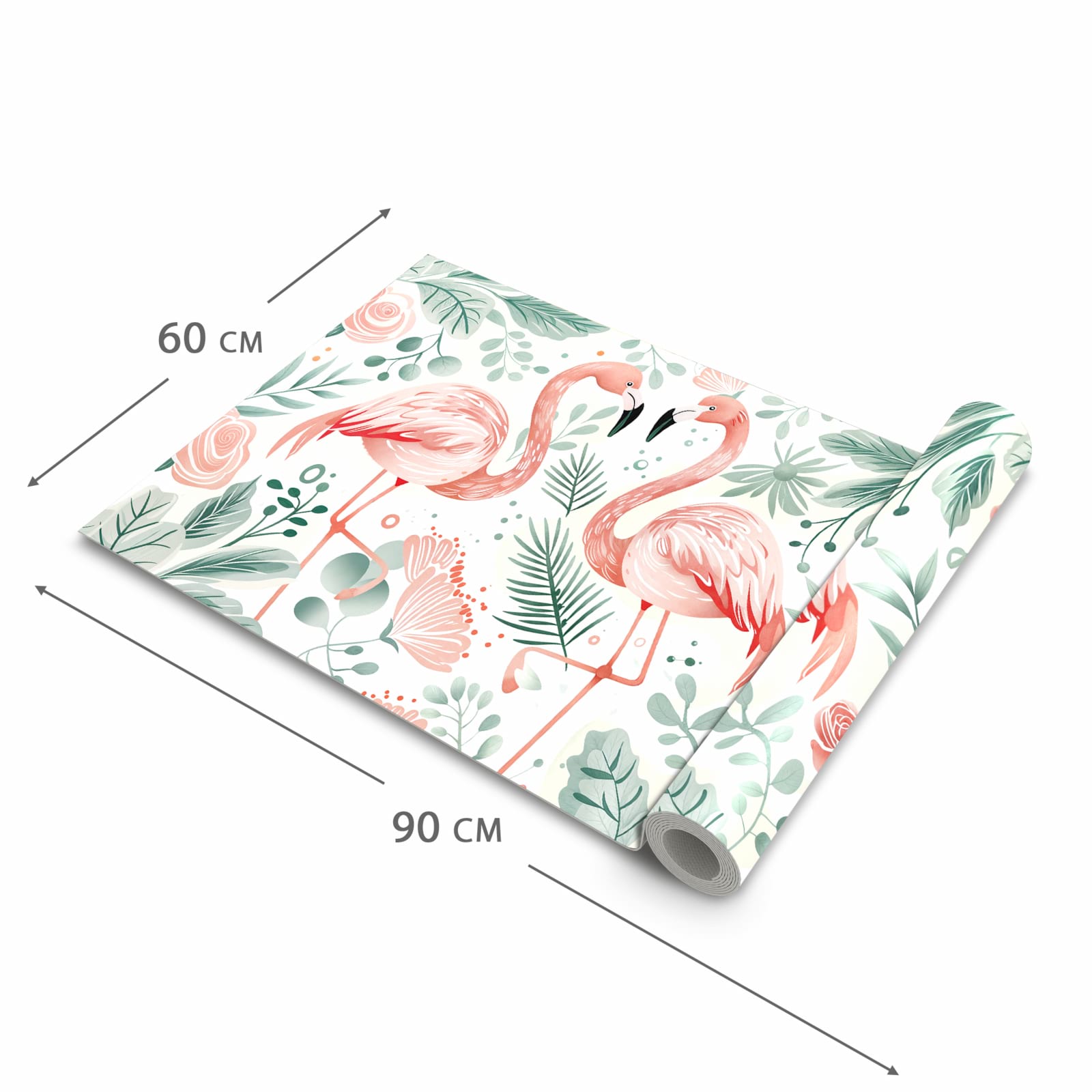 Langlebiger Teppich für Küche mit Motiv Flamingo Blätter in der Grösse 80x280 cm