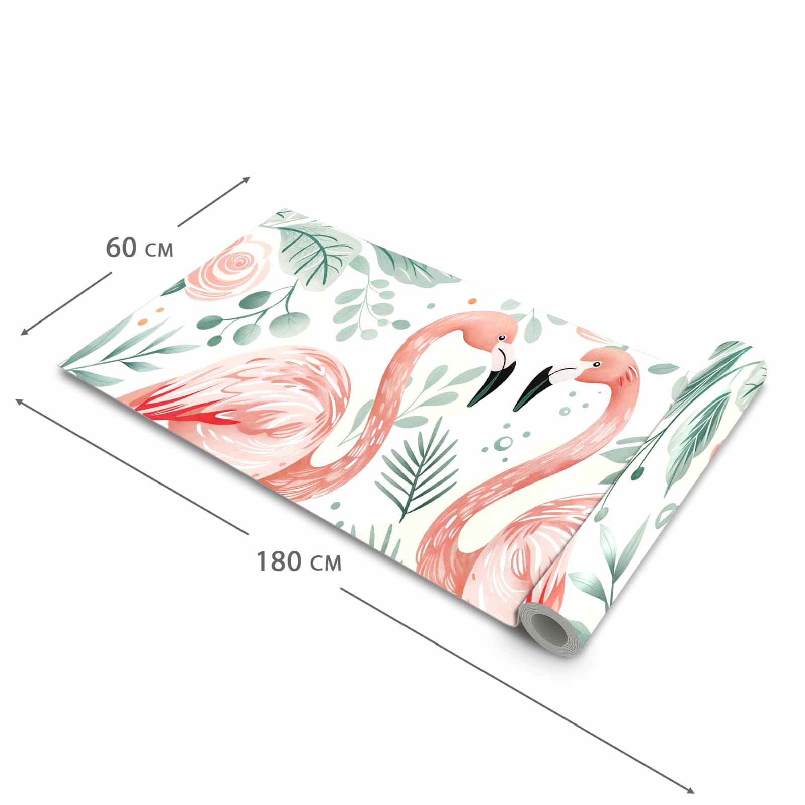 Abwaschbarer Küchenläufer mit Motiv Flamingo Blätter in der Größe 80x280 cm für angenehme Haptik