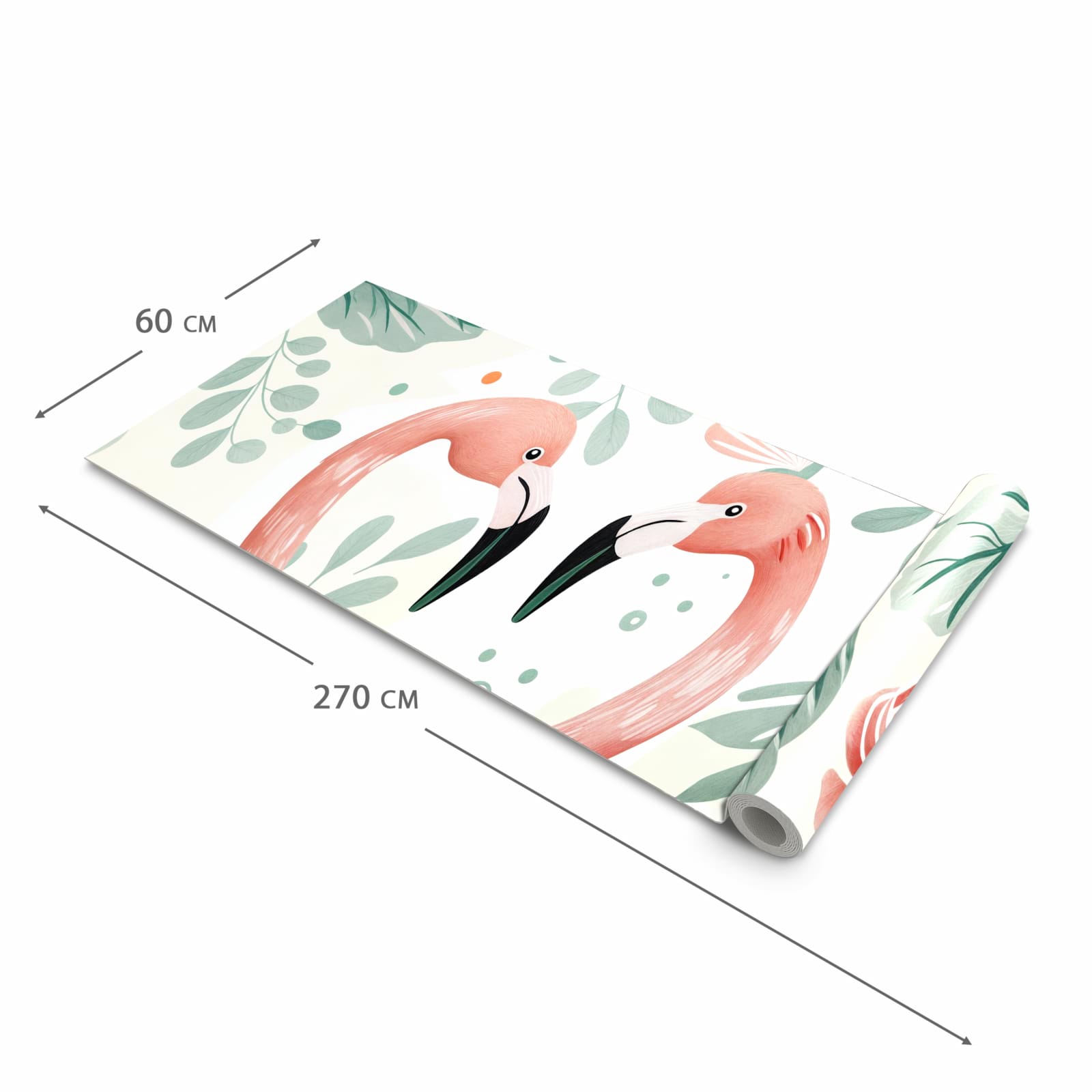 Strapazierfähiger Küchenläufer mit Motiv Flamingo Blätter in der Grösse 80x280 cm