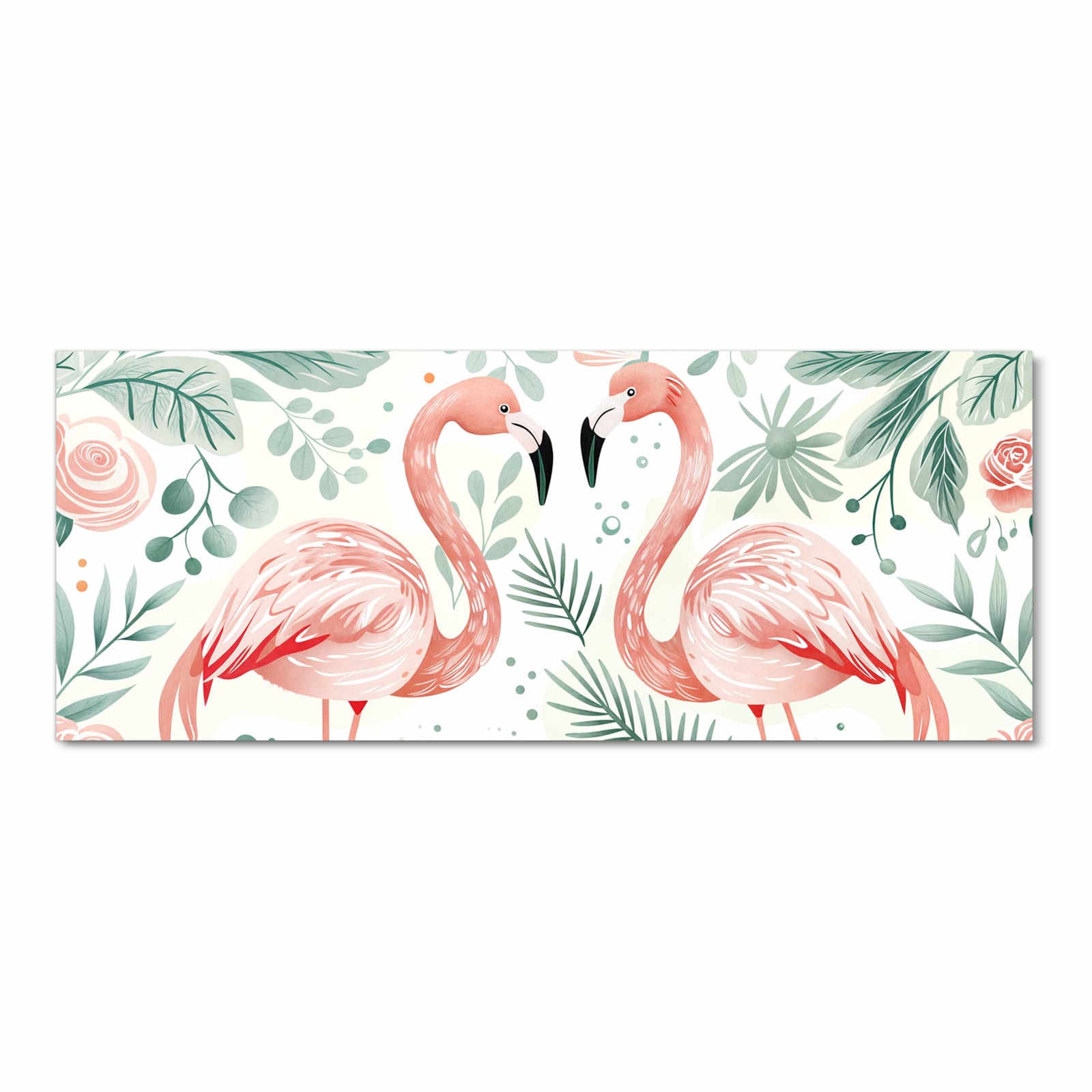 Küchenteppich mit Motiv Flamingo Blätter in Frontansicht für sichere Aufbewahrung