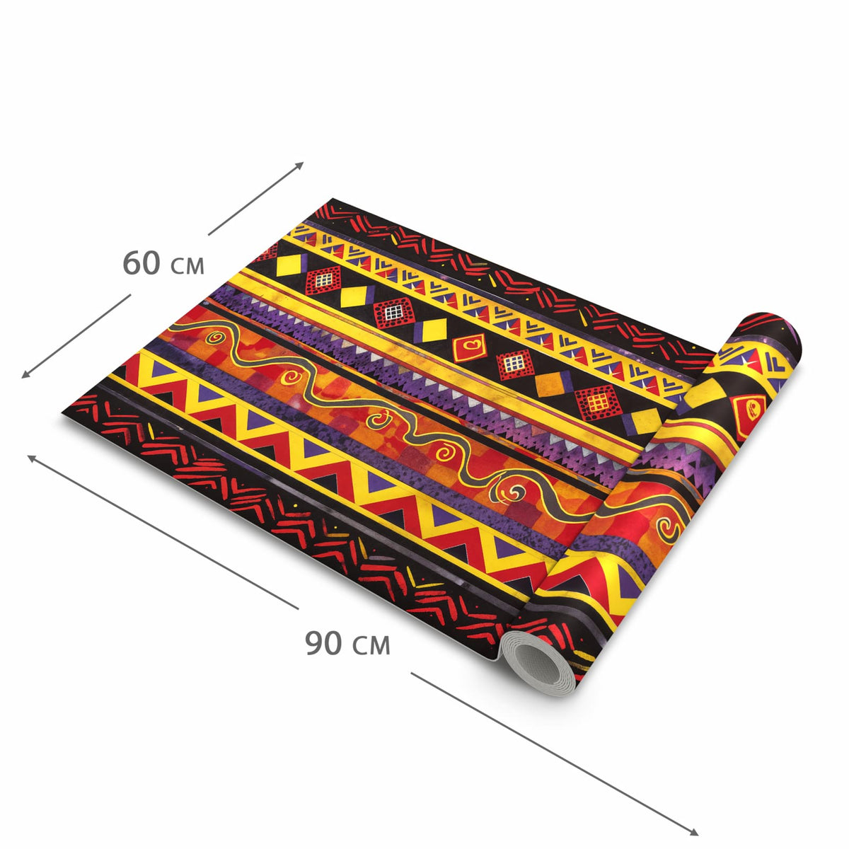 Fleckenresistenter rutschfester Küchenläufer mit Motiv Ethno Muster Schwarz Rot in der Größe 80x280 cm