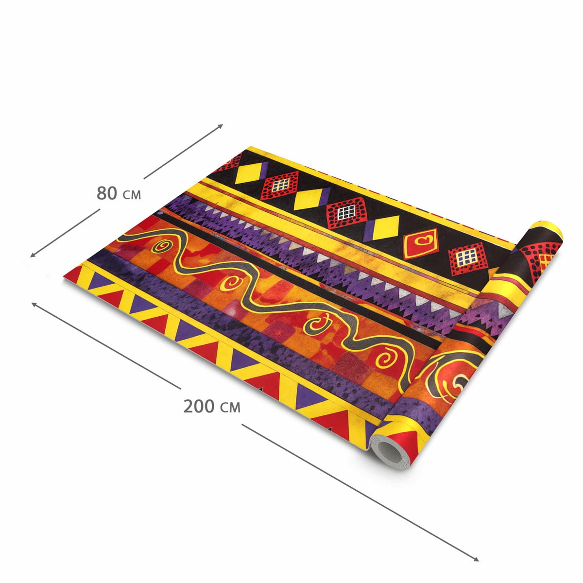 Schmutzabweisender rutschfester Küchenläufer mit Motiv Ethno Muster Schwarz Rot in der Größe 80x280 cm