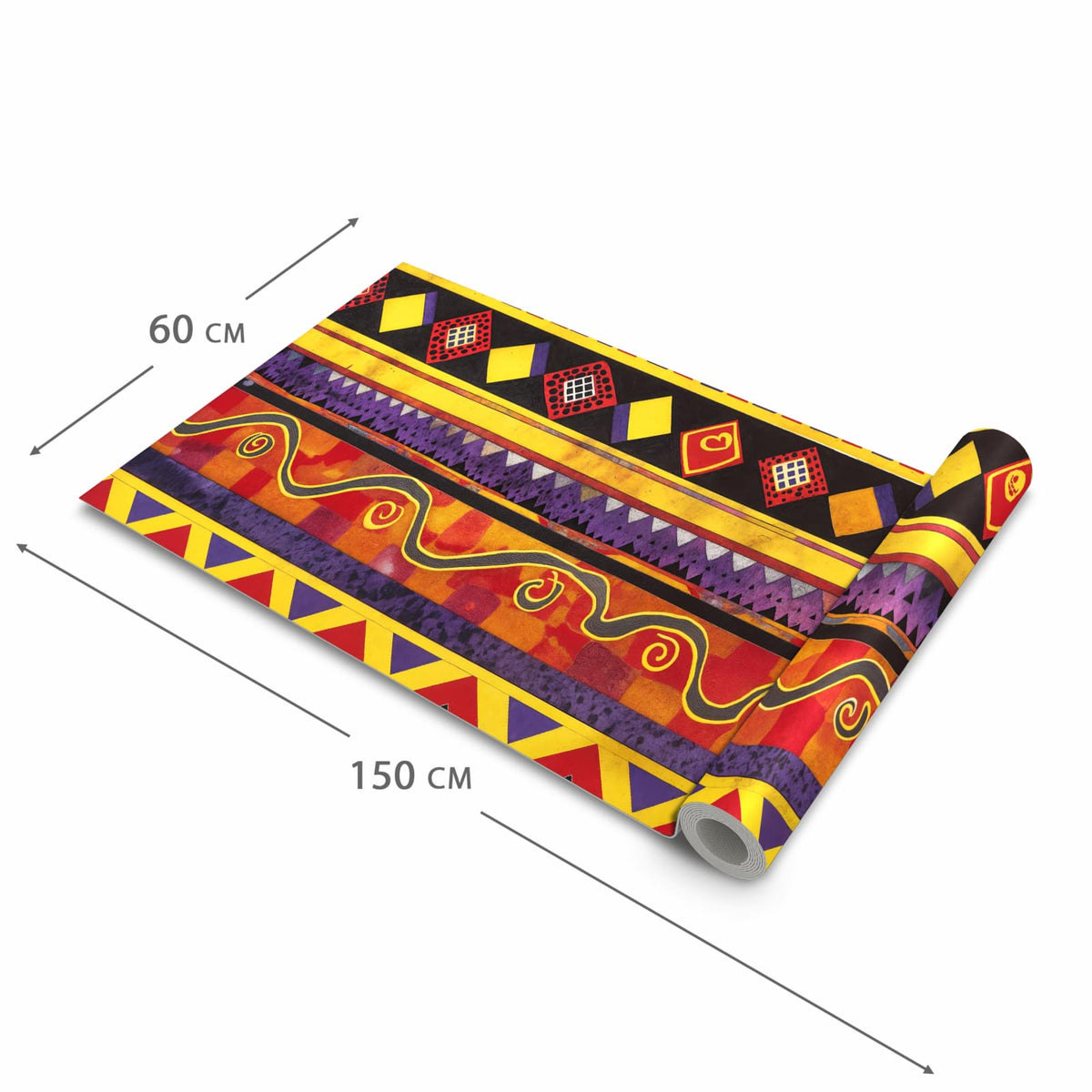 Geräuschdämpfender rutschfester Küchenteppich mit Motiv Ethno Muster Schwarz Rot in der Grösse 80x280 cm