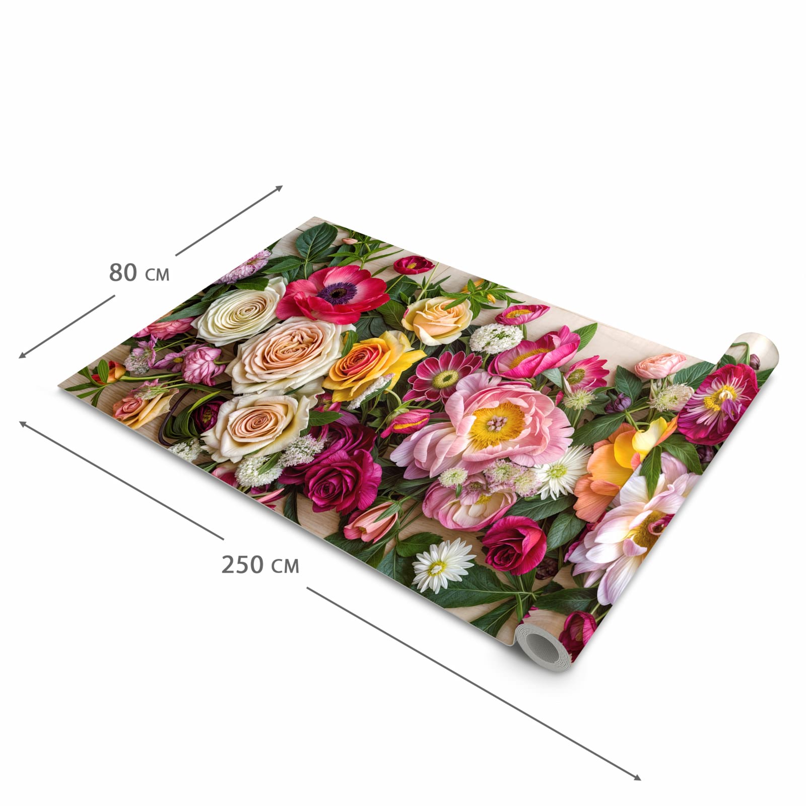 Organisierender Küchenläufer mit Motiv Blumenbouquet in der Grösse 80x250 cm