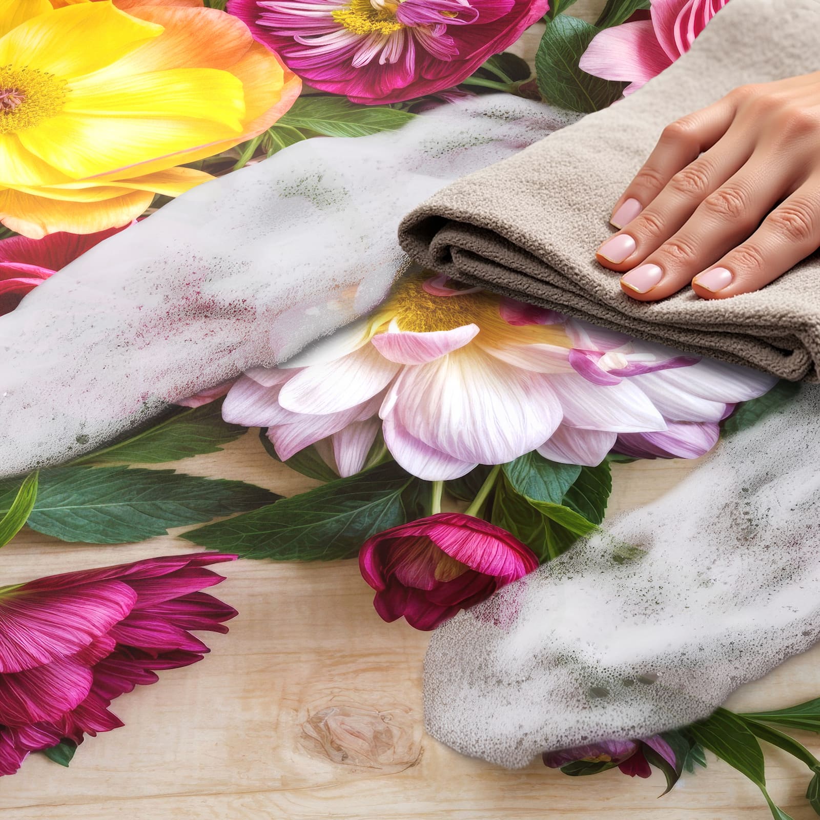 Waschbarer Küchenläufer mit Motiv Blumenbouquet, einfach zu reinigen und langlebig