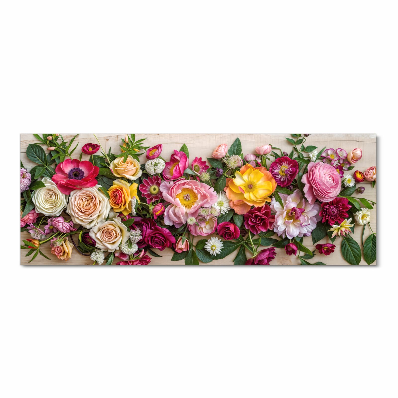 Pflegeleichter rutschfester Küchenläufer mit Motiv Blumenbouquet in Frontansicht